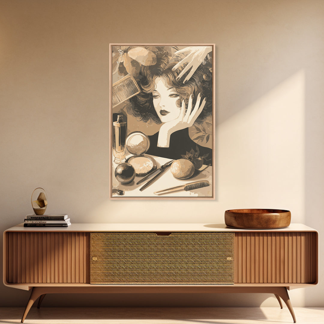 Luxury Black and Gold Beauty Emblem Canvas Print, Hair Salon Art, Salon Sign, Living Room Decor, Fine Art, Style, Luxury Decor, HSA-2x3-32