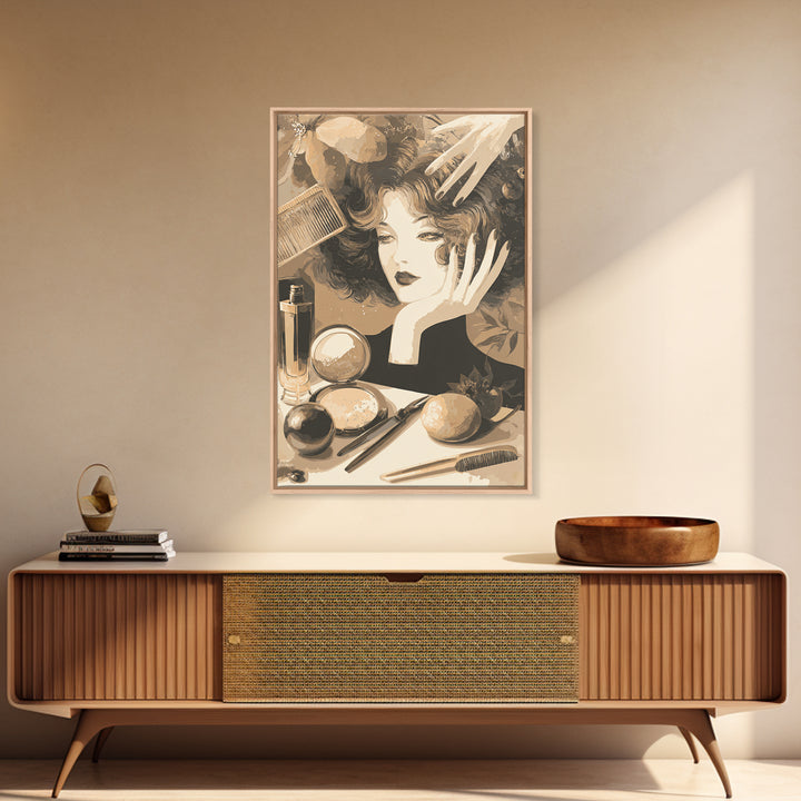 Luxury Black and Gold Beauty Emblem Canvas Print, Hair Salon Art, Salon Sign, Living Room Decor, Fine Art, Style, Luxury Decor, HSA-2x3-32
