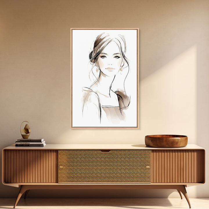 Black and White Line Art Salon Figure Canvas Print, Hair Salon Art, Minimalist Decor, Living Room Decor, Oil Painting, Style, HSA-2x3-39