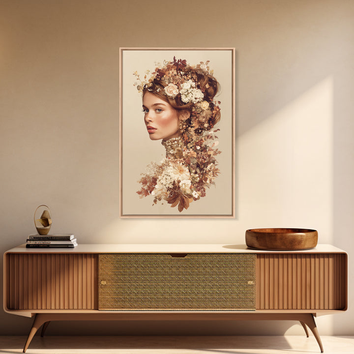 Botanical Hairstyle Portrait Canvas Print, Hair Salon Art, Digital Art, Living Room Decor, Style, Digital Download Art, HSA-2x3-86