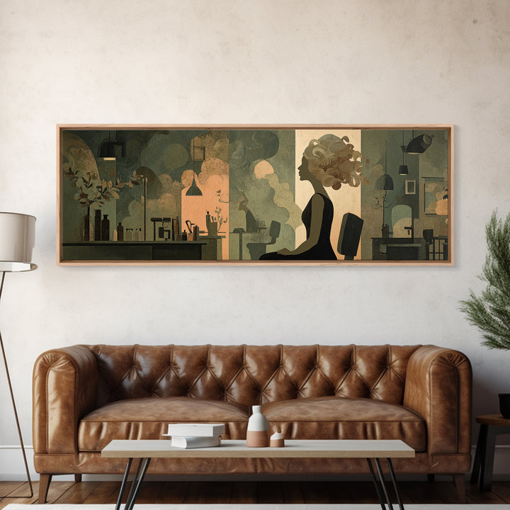 Copper Hair Silhouette Framed Canvas Print, Hair Salon Art, Art Print, Living Room Decor, Fine Art, Style, Black Owned Art, HSA-3x1-2