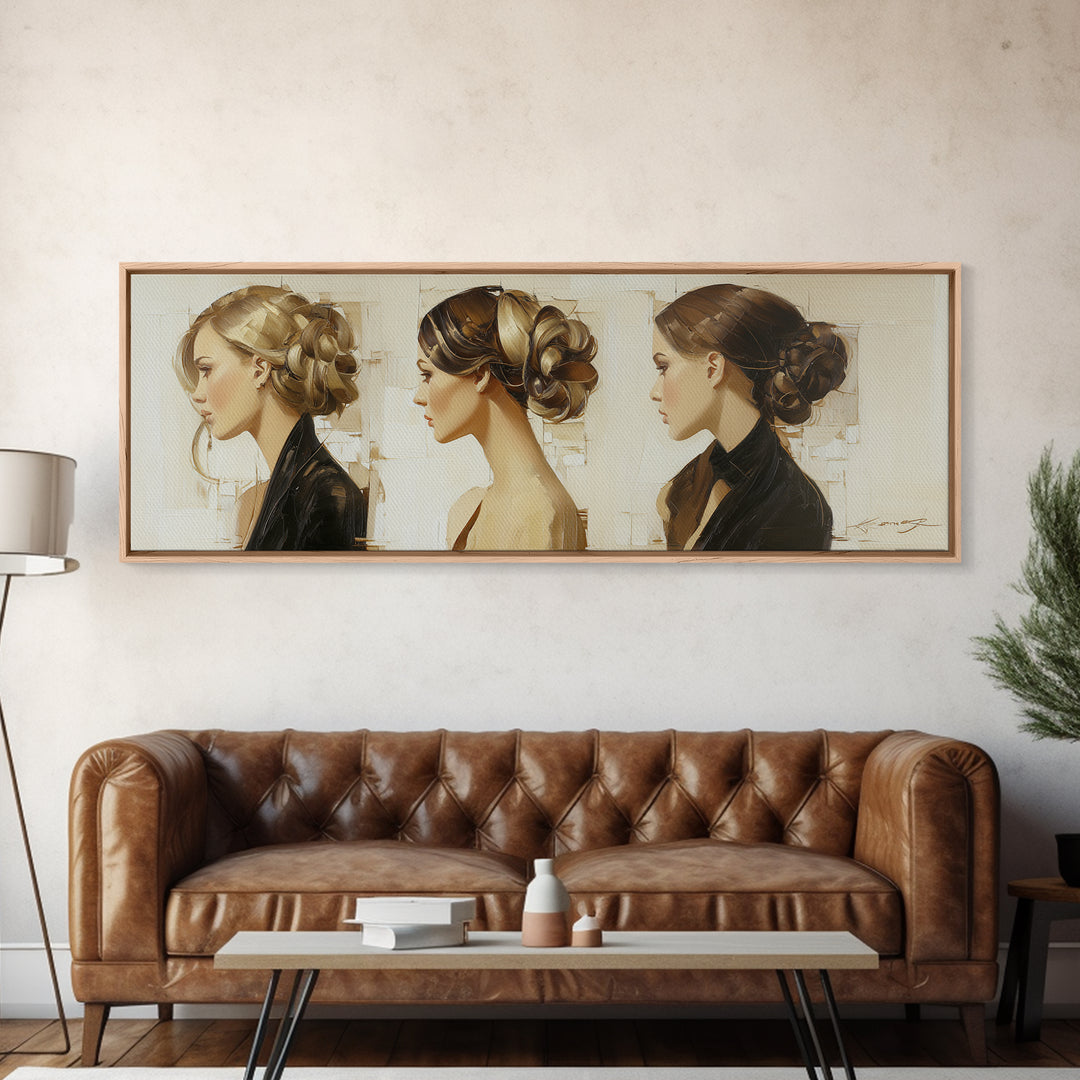 Braided Hairstyle Study Canvas Print, Hair Salon Art, Home Decor, Living Room Decor, Fine Art, Style, Contemporary Art, HSA-3x1-3