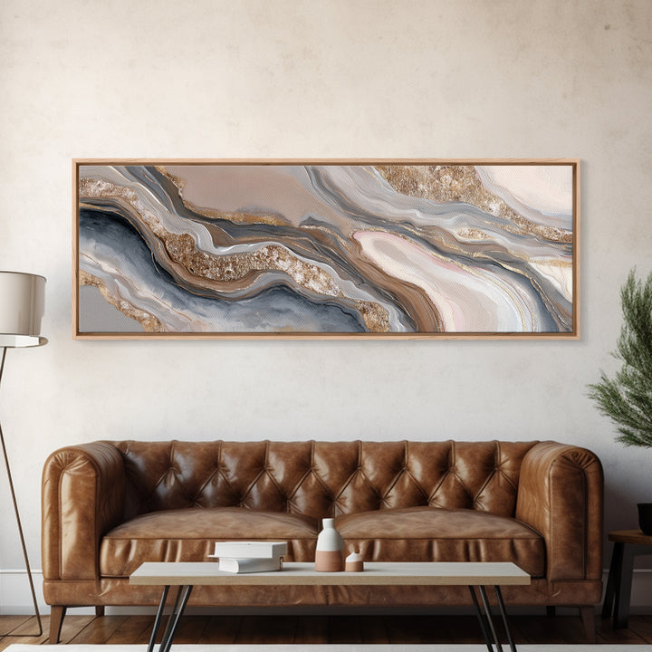 Abstract Hair Strands Forming Elegant Waves Canvas Print, Hair Salon Art, Art, Living Room Decor, Abstract Art, Style, HSA-3x1-43