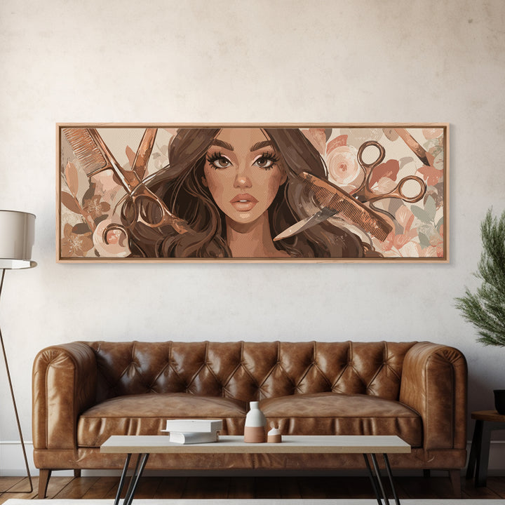 Glamour Face Portrait Canvas Print, Hair Salon Art, Luxury Decor, Living Room Decor, Fine Art, Style, Printable Wall Art, HSA-3x1-48
