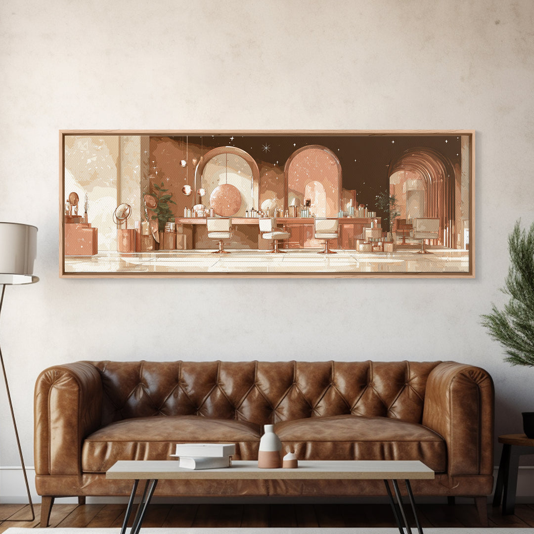 Rose Gold Salon Tool Still Life Canvas Print, Hair Salon Art, Afrocentric Art, Living Room Decor, Style, Statement Artwork, HSA-3x1-54
