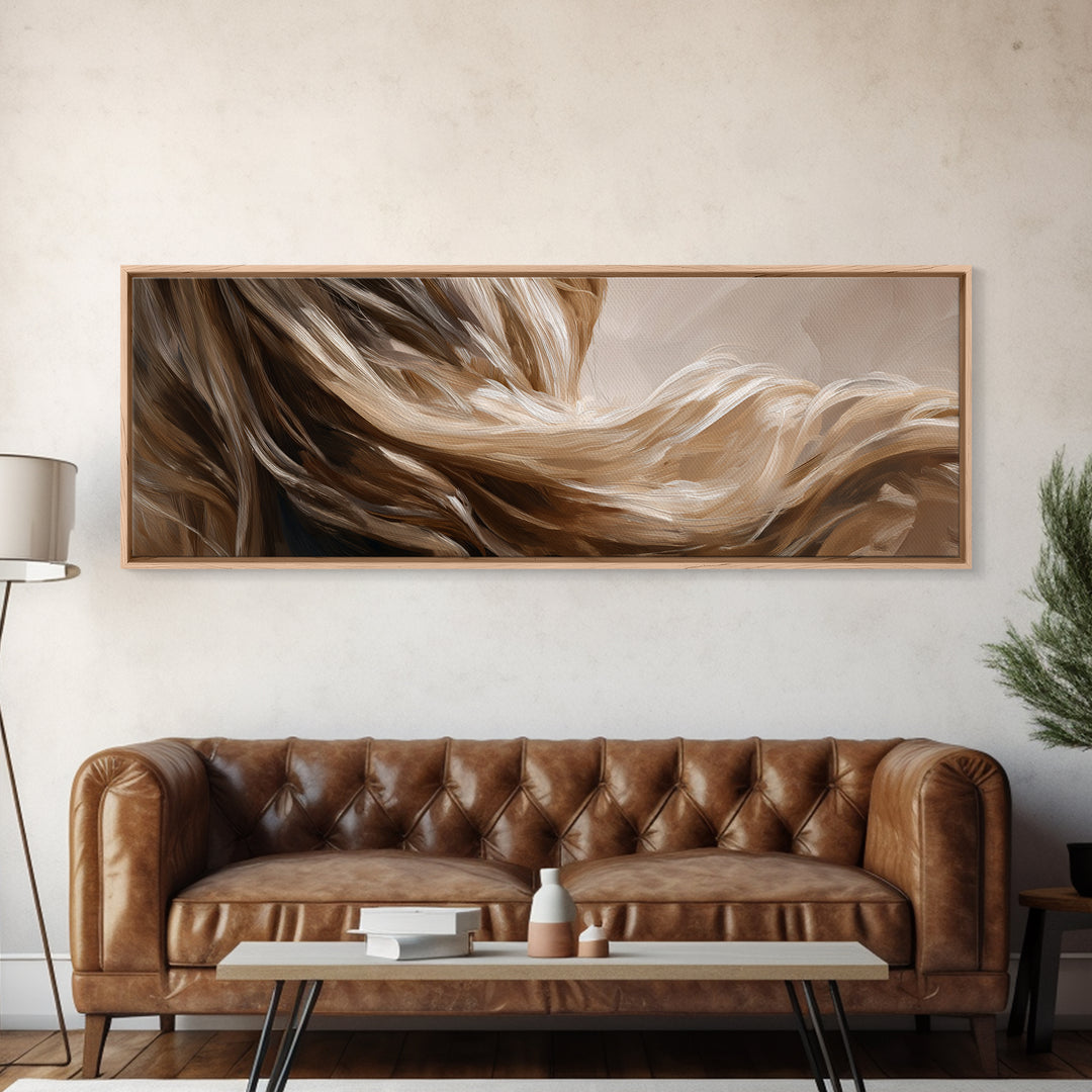 Blonde Waves Painted Framed Canvas Print, Hair Salon Art, Textured Painting, Living Room Decor, Fine Art, Style, Black Art, HSA-3x1-56