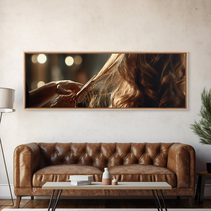 Elegant Hands Styling Hair Canvas Print, Hair Salon Art, Home Decor, Living Room Decor, Oil Painting, Style, Contemporary Art, HSA-3x1-62