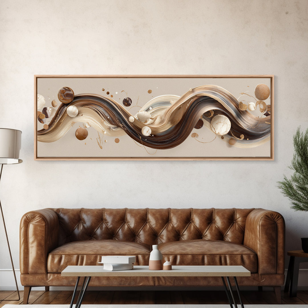 Abstract Hair Strands Forming Elegant Waves Framed Canvas Print, Hair Salon Art, Metal Wall Art, Living Room Decor, Style, HSA-3x1-67