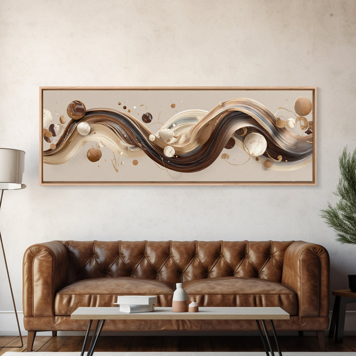 Abstract Hair Strands Forming Elegant Waves Framed Canvas Print, Hair Salon Art, Metal Wall Art, Living Room Decor, Style, HSA-3x1-67