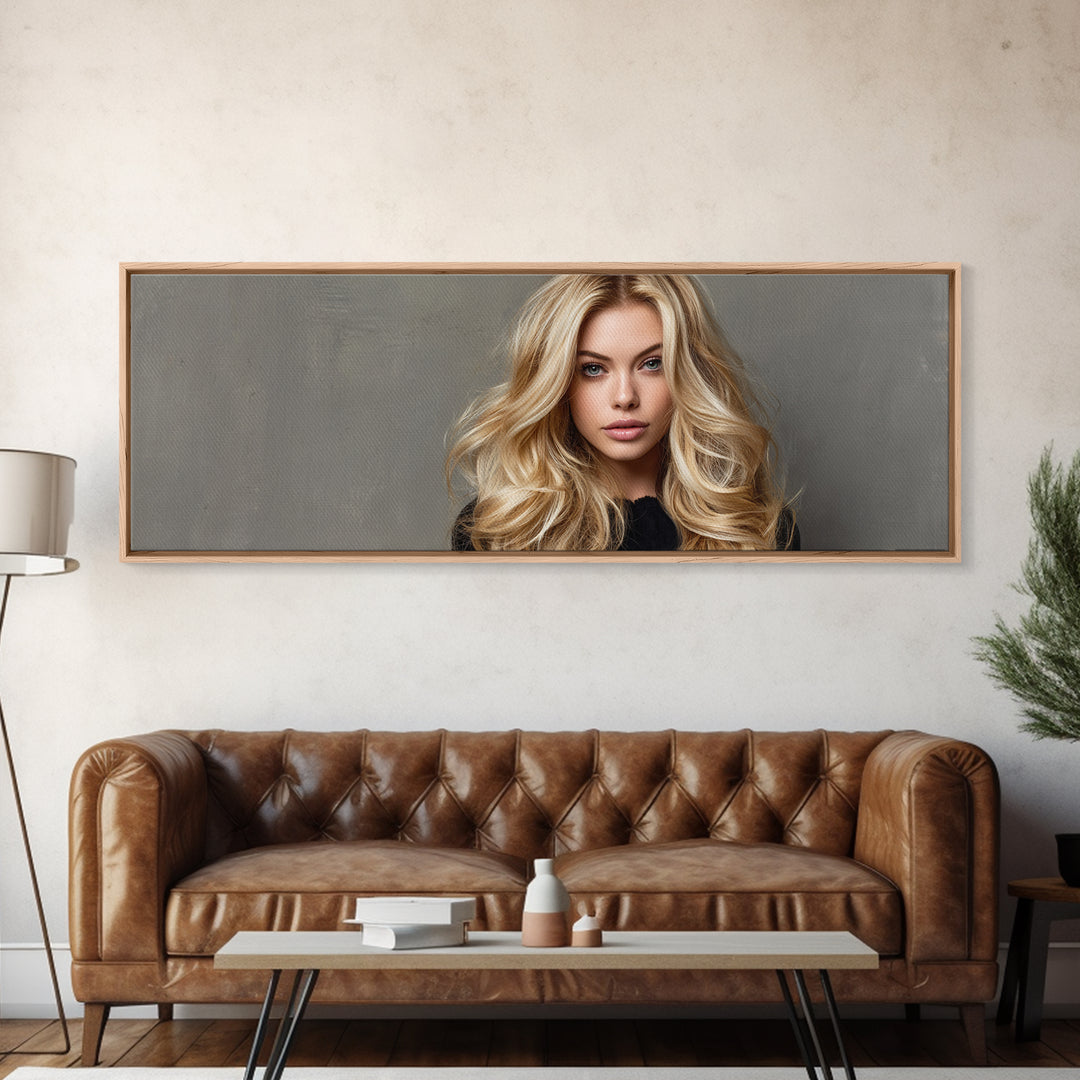 Blonde Waves Painted Canvas Print, Hair Salon Art, Afrocentric Art, Living Room Decor, Fine Art, Style, Statement Artwork, HSA-3x1-8