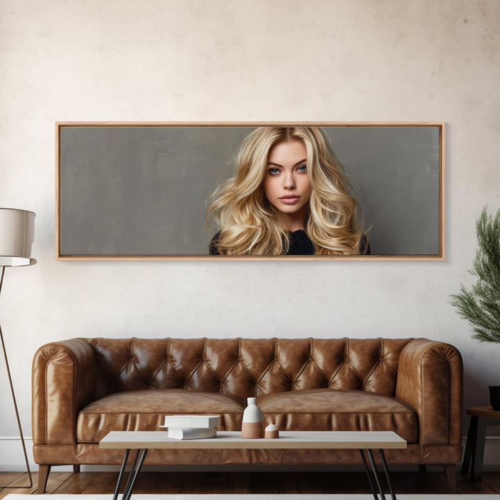 Blonde Waves Painted Canvas Print, Hair Salon Art, Afrocentric Art, Living Room Decor, Fine Art, Style, Statement Artwork, HSA-3x1-8