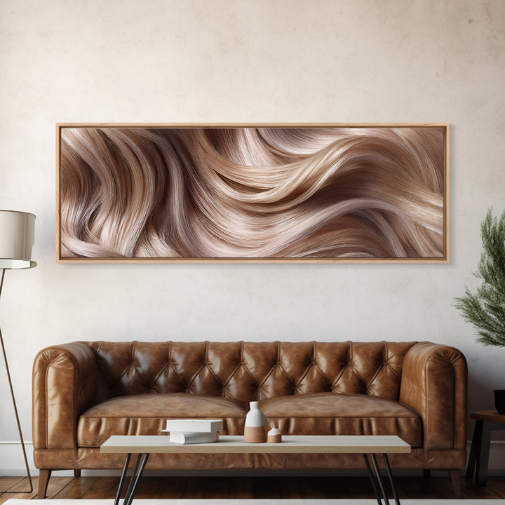 Blonde Waves Painted Canvas Print, Hair Salon Art, Art, Living Room Decor, Fine Art, Style, Black Art Prints, African Art, HSA-3x1-80