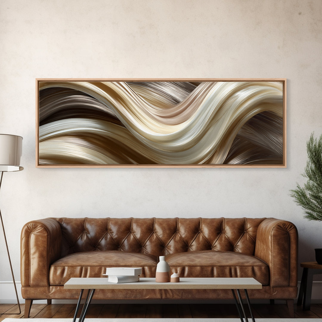 Abstract Hair Strands Forming Elegant Waves Canvas Print, Hair Salon Art, Room Decor, Living Room Decor, Abstract Art, Style, HSA-3x1-91