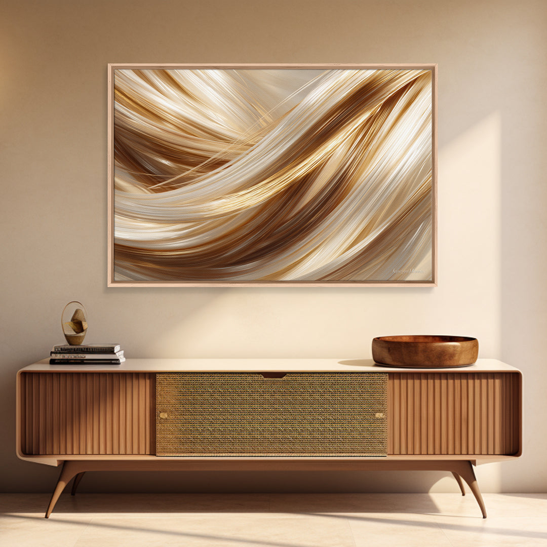 Hair Strands Turning into Abstract Ribbons Canvas Print, Hair Salon Art, Minimalist Wall Art, Living Room Decor, Abstract Art, HSA-3x2-1