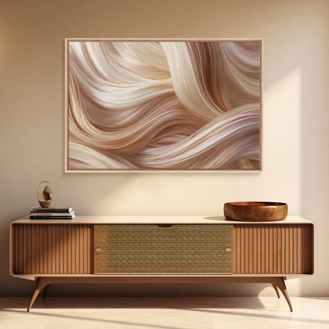 Blonde Waves Painted Framed Canvas Print, Hair Salon Art, Black Art Prints, Living Room Decor, Style, Hairdresser Gift, HSA-3x2-20