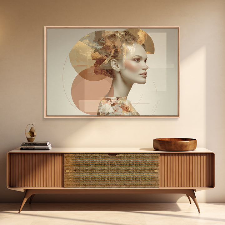 Mod 1960s Beauty Portrait Framed Canvas Print, Hair Salon Art, Black Woman Art, Living Room Decor, Style, Hairdresser Gifts, HSA-3x2-23