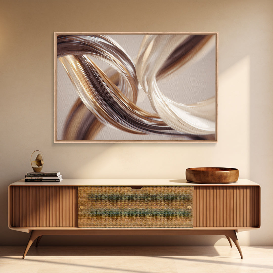 Hair Strands Turning into Abstract Ribbons Framed Canvas Print, Hair Salon Art, Digital Download Art, Living Room Decor, Style, HSA-3x2-25