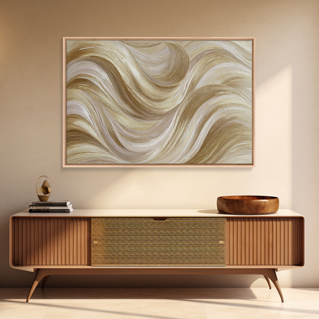 Abstract Hair Strands Forming Elegant Waves Framed Canvas Print, Hair Salon Art, Hairstylist, Living Room Decor, Abstract Art, HSA-3x2-31