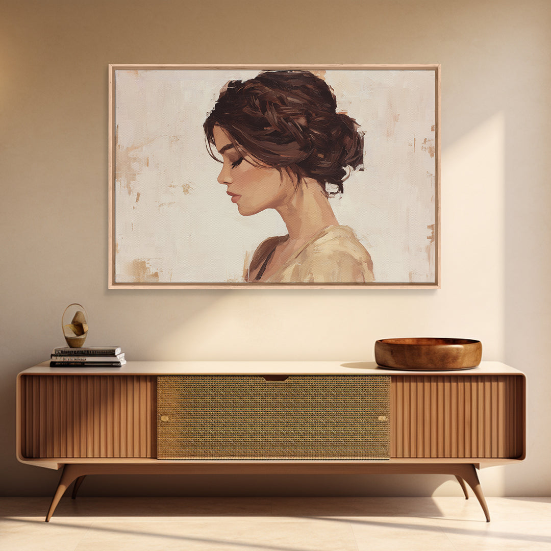Braided Hairstyle Study Framed Canvas Print, Hair Salon Art, Gallery Decor, Living Room Decor, Fine Art, Style, Wall Art, HSA-3x2-39