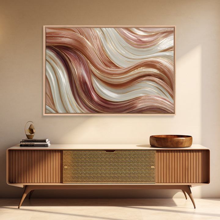 Abstract Hair Strands Forming Elegant Waves Framed Canvas Print, Hair Salon Art, Living Room Decor, Abstract Art, Style, HSA-3x2-55