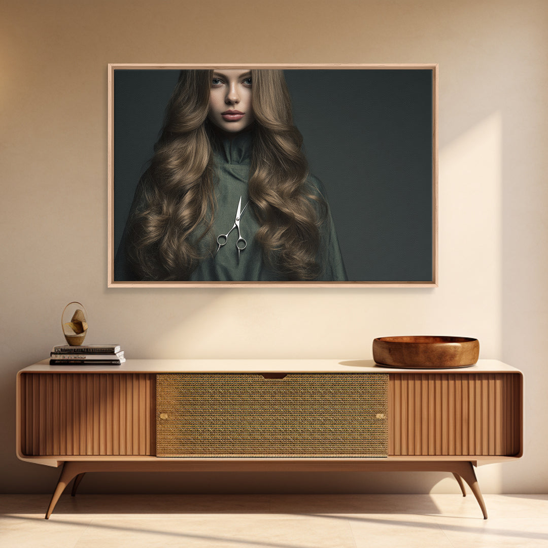 Copper Hair Silhouette Canvas Print, Hair Salon Art, Minimalist Wall Art, Living Room Decor, Fine Art, Style, Hair Stylist, HSA-3x2-62