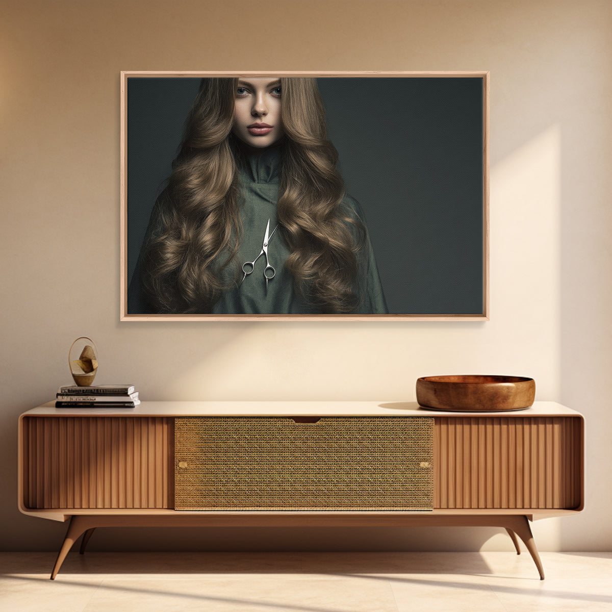 Copper Hair Silhouette Canvas Print, Hair Salon Art, Minimalist Wall Art, Living Room Decor, Fine Art, Style, Hair Stylist, HSA-3x2-62