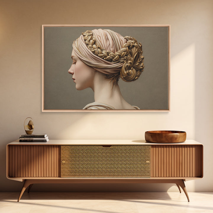 Braided Hairstyle Study Framed Canvas Print, Hair Salon Art, Modern Decor, Living Room Decor, Fine Art, Style, Wall Decor, HSA-3x2-87