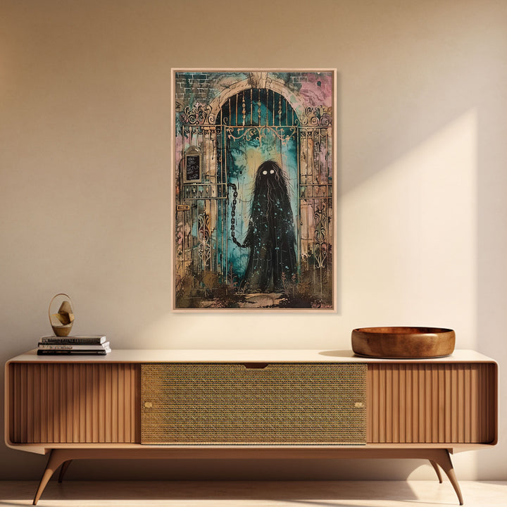 Halloween Creepy Doll, Framed Canvas Print, Wall Art, Spooky Decor, Halloween Decoration, Living Room Art, Unique Gift