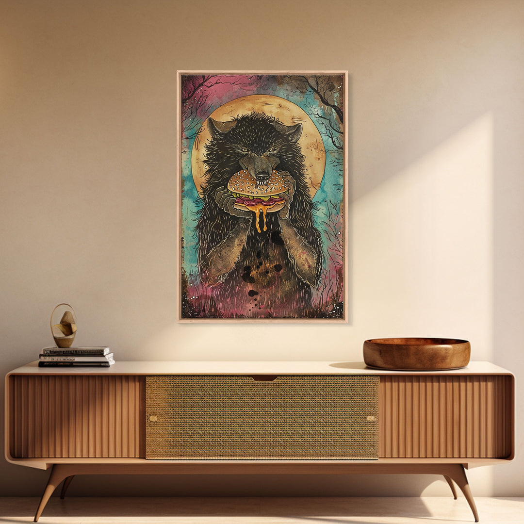 Halloween Haunted Forest Monster Framed Canvas Print, Wall Art, Living Room Decor, Halloween Decoration, Spooky Wall Hanging, Haunted Decor