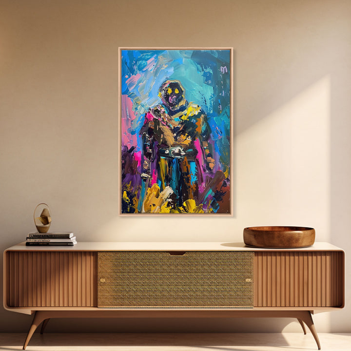 Colorful Abstract Skeleton Warrior - Unique Skeleton Art - Halloween Skeleton Print - Spooky Warrior Skeleton Decor
