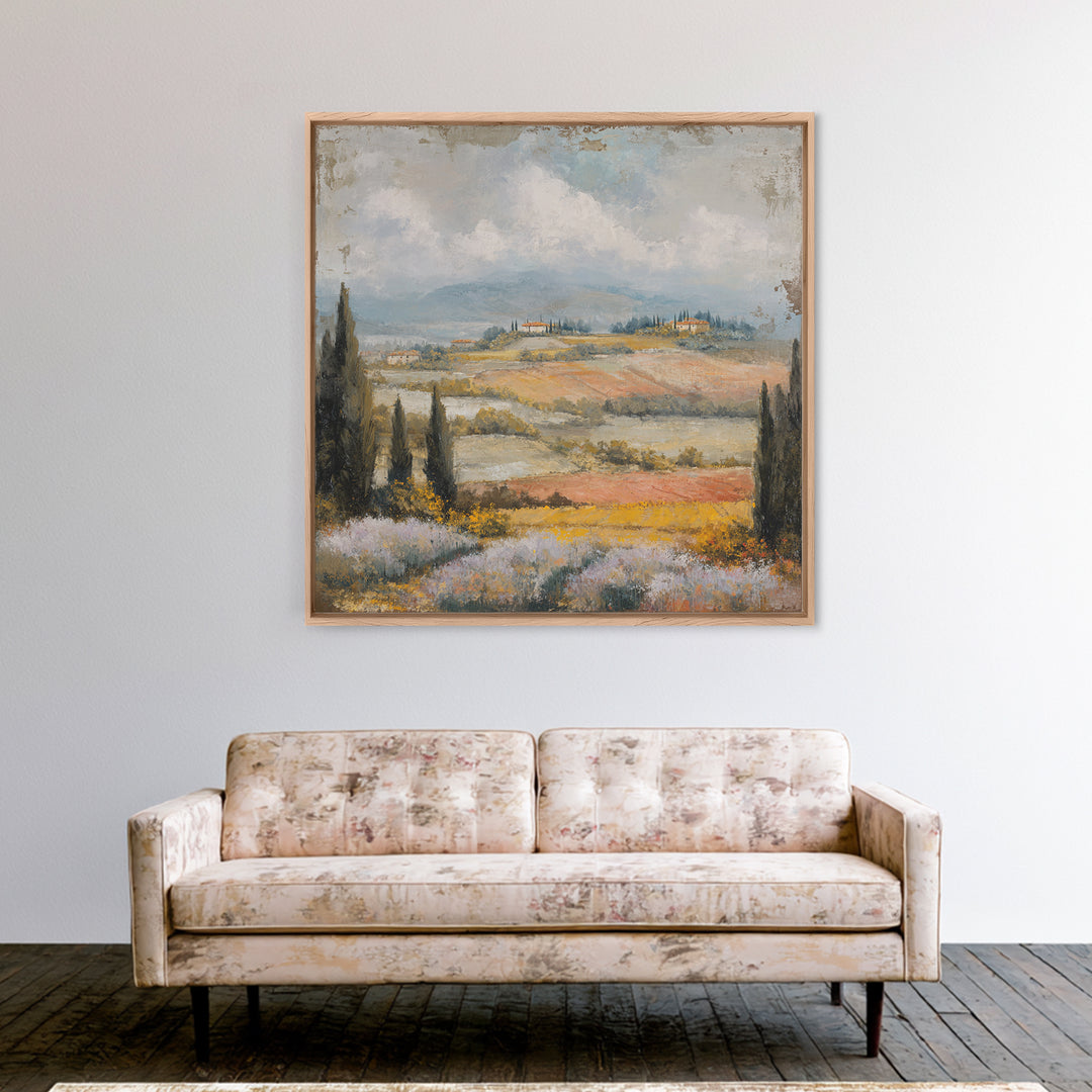 Sunset over Lavender Field Canvas Print, Impressionist Art, Landscape Wall Art, Living Room Decor, Fine Art, Impression, IMP-1x1-14