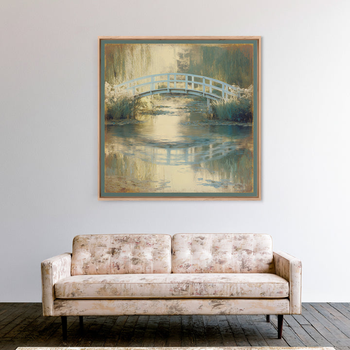 Water Garden Bridge Canvas Print, Impressionist Art, Abstract Painting, Living Room Decor, Fine Art, Impression, Modern Decor, IMP-1x1-18