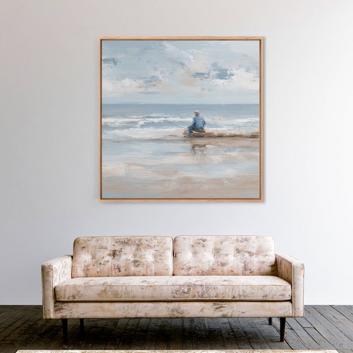 Coastal Beach Figures Canvas Print, Impressionist Art, Wall Art Framed, Living Room Decor, Fine Art, Impression, Flower Print, IMP-1x1-19