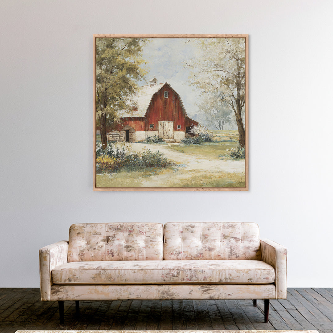 Country Lane with Flickering Sunlight Canvas Print, Impressionist Art, Floral Wall Art, Living Room Decor, Oil Painting, IMP-1x1-22