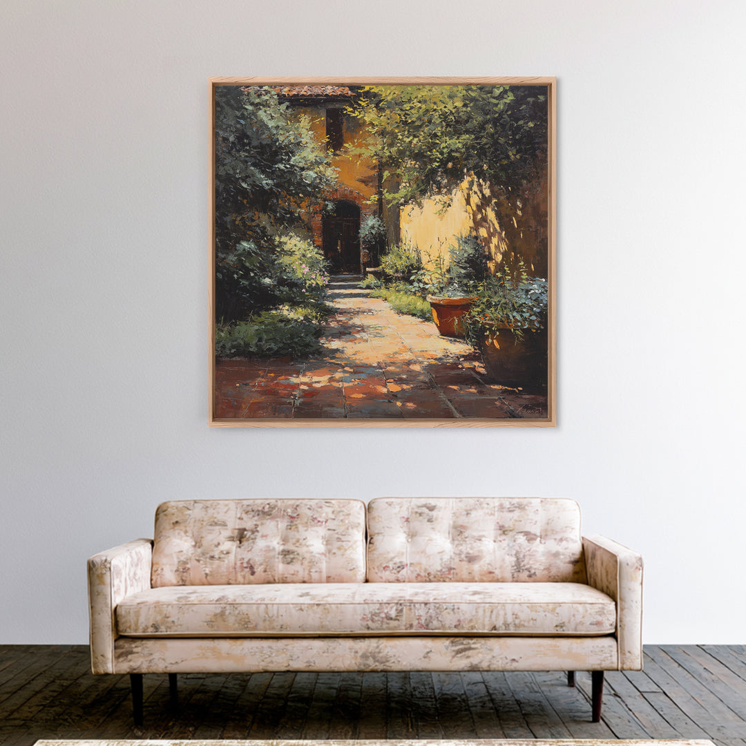 Garden Path Covered Canvas Print, Impressionist Art, Flower Print, Living Room Decor, Watercolor Art, Impression, IMP-1x1-26