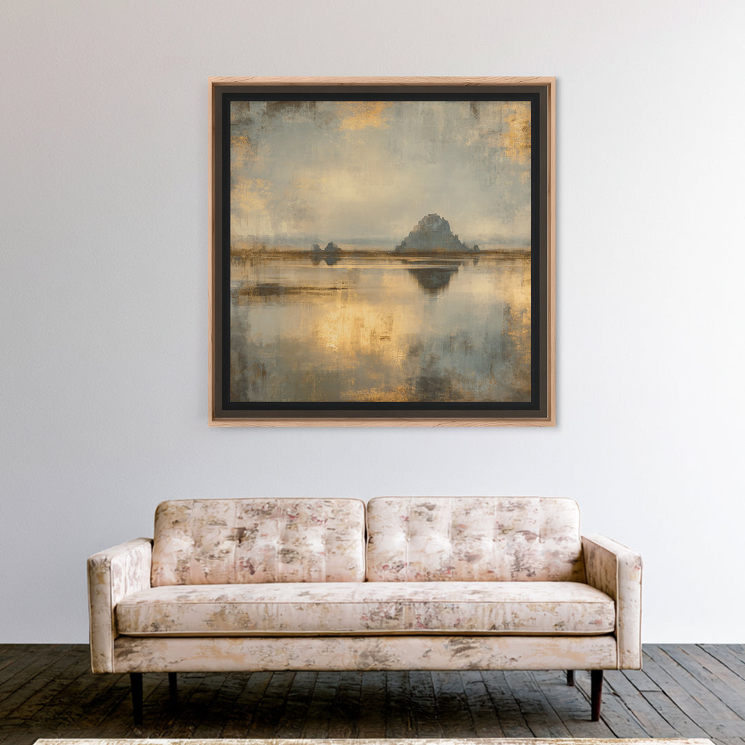 Haystacks Glowing at Golden Hour Framed Canvas Print, Impressionist Art, Oil Painting, Living Room Decor, Impression, IMP-1x1-28