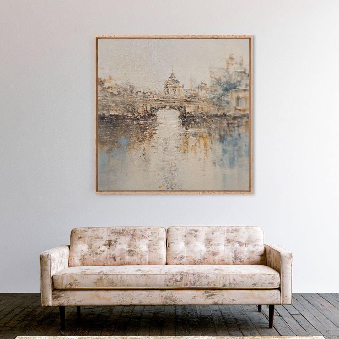 Paris Bridge Reflected Canvas Print, Impressionist Art, Living Room Wall Art, Living Room Decor, Fine Art, Impression, IMP-1x1-31