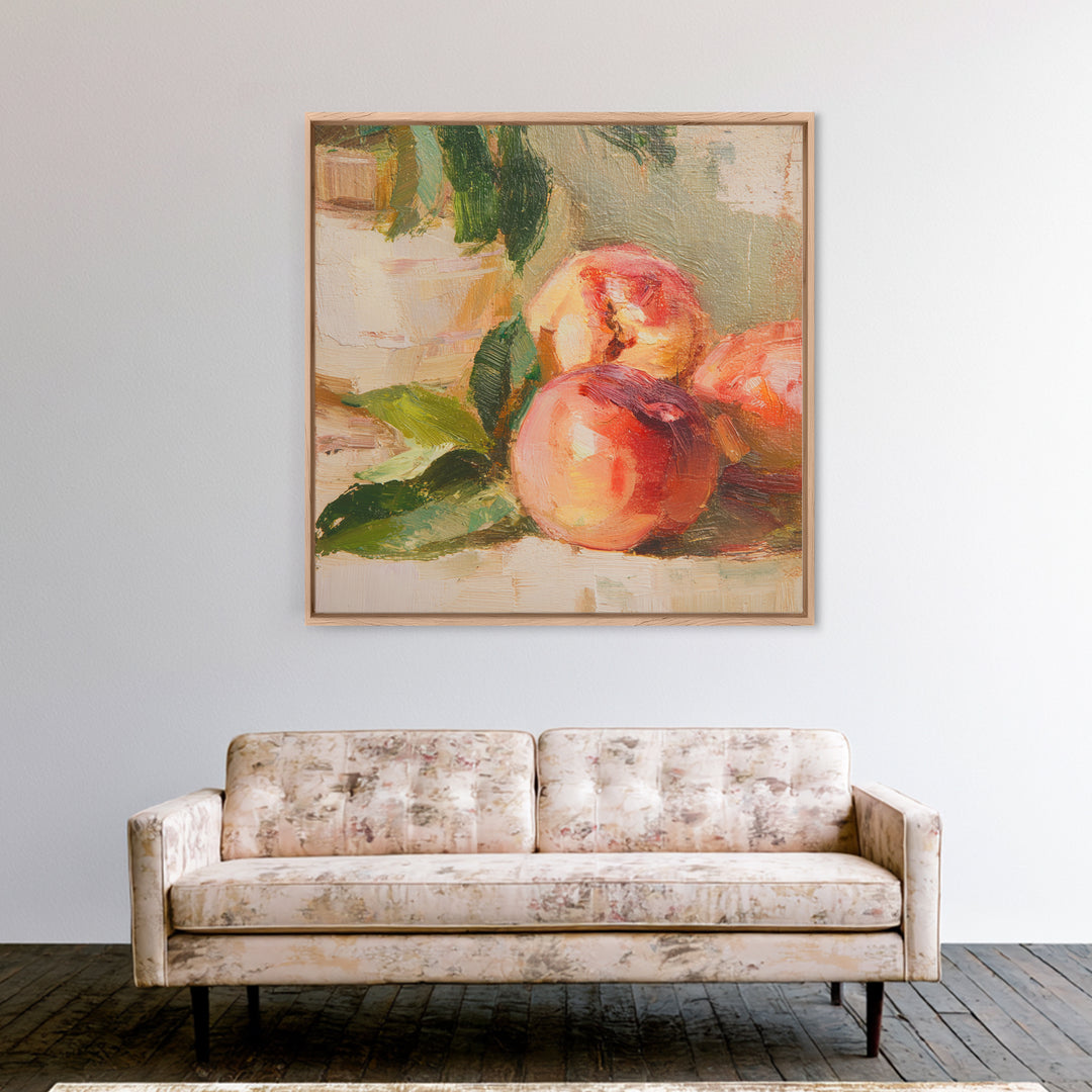 Still Life of Peaches Framed Canvas Print, Impressionist Art, Modern Wall Art, Living Room Decor, Fine Art, Impression, IMP-1x1-47