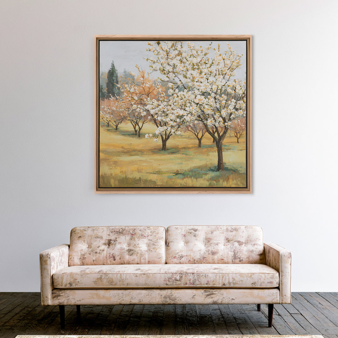 Spring Orchard with Blossoming Trees Canvas Print, Impressionist Art, Living Room Art, Living Room Decor, Oil Painting, IMP-1x1-54