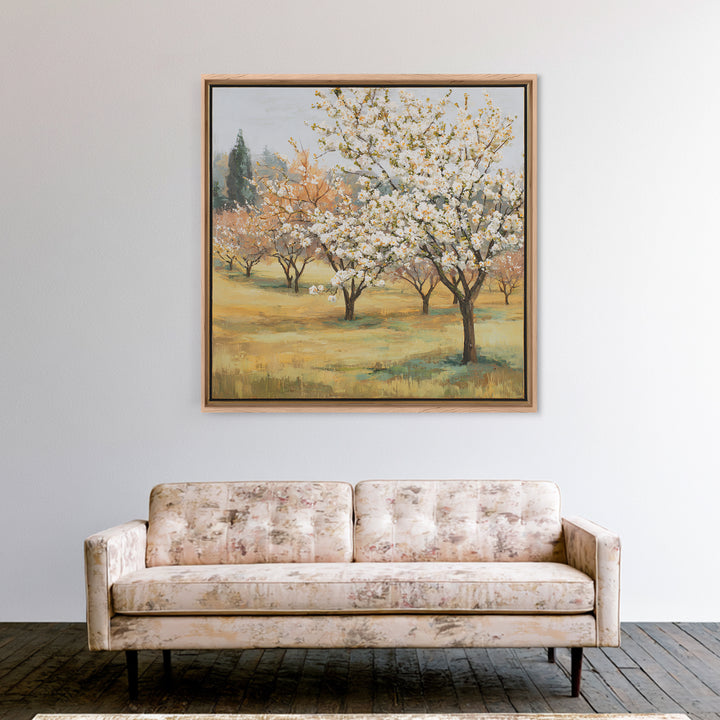 Spring Orchard with Blossoming Trees Canvas Print, Impressionist Art, Living Room Art, Living Room Decor, Oil Painting, IMP-1x1-54