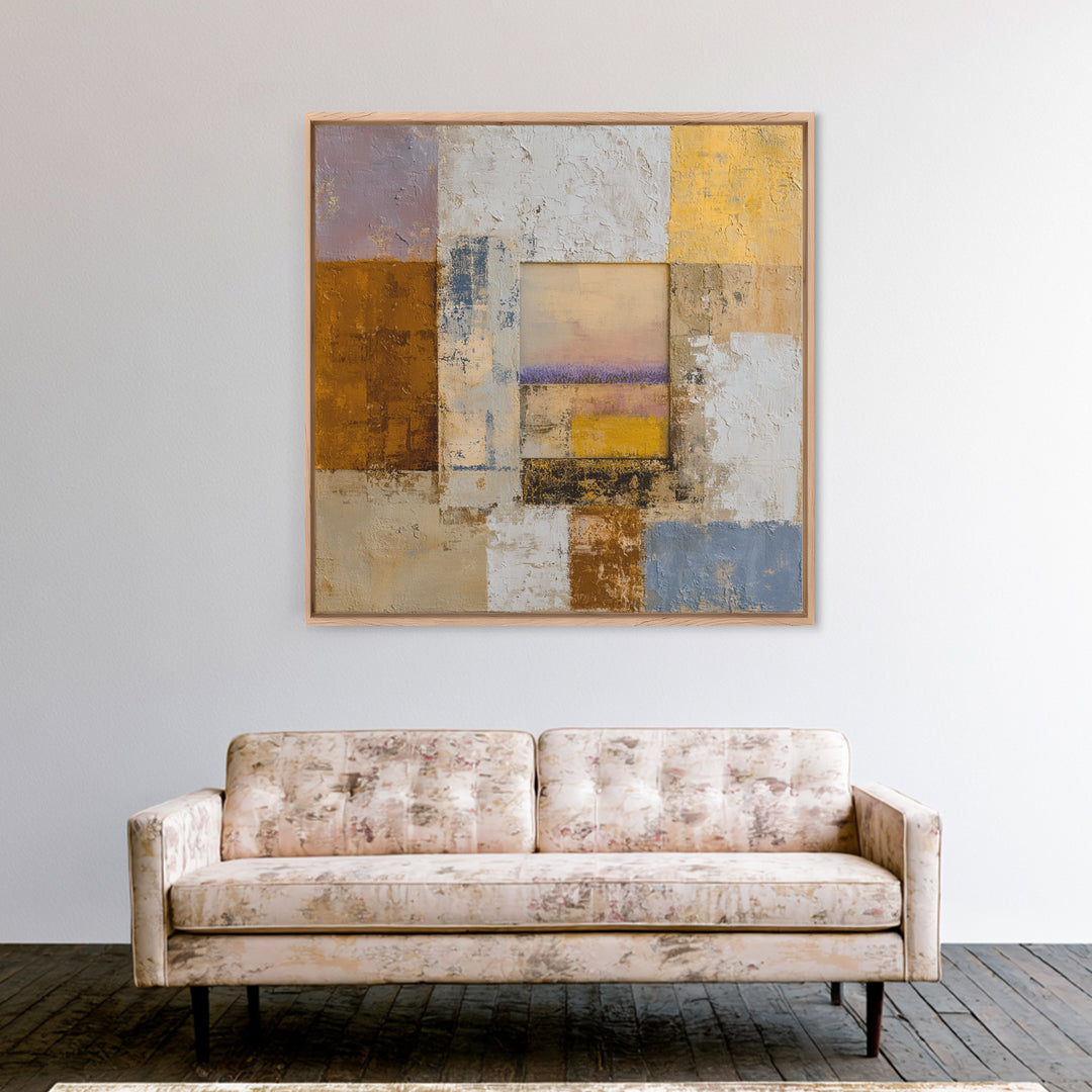 Sunset over Lavender Field Framed Canvas Print, Impressionist Art, Gallery Decor, Living Room Decor, Fine Art, Impression, IMP-1x1-62