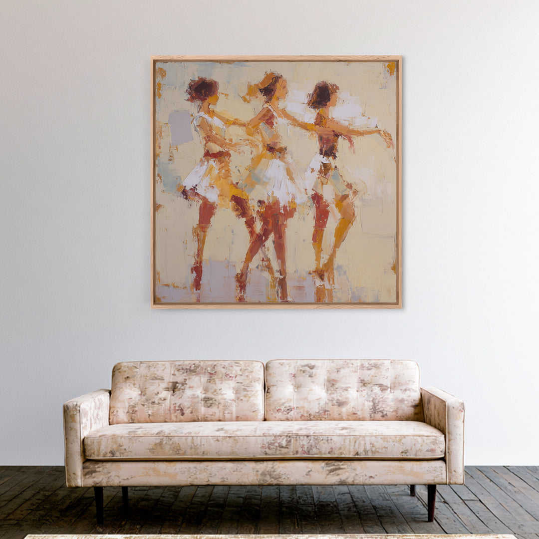 Dancers Suggested by Soft Moving Brushwork Canvas Print, Impressionist Art, Neutral Decor, Living Room Decor, Impression, IMP-1x1-63