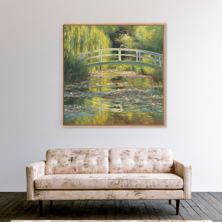 Water Garden Bridge Framed Canvas Print, Impressionist Art, Landscape Art, Living Room Decor, Fine Art, Impression, IMP-1x1-66