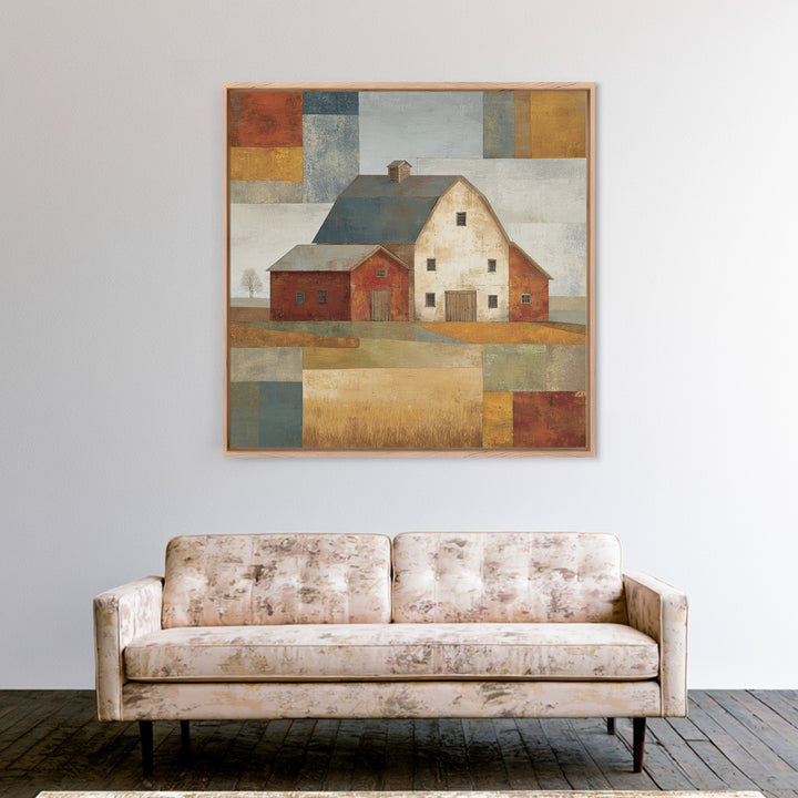 Country Lane with Flickering Sunlight Framed Canvas Print, Impressionist Art, Colorful Wall Art, Living Room Decor, Impression, IMP-1x1-70