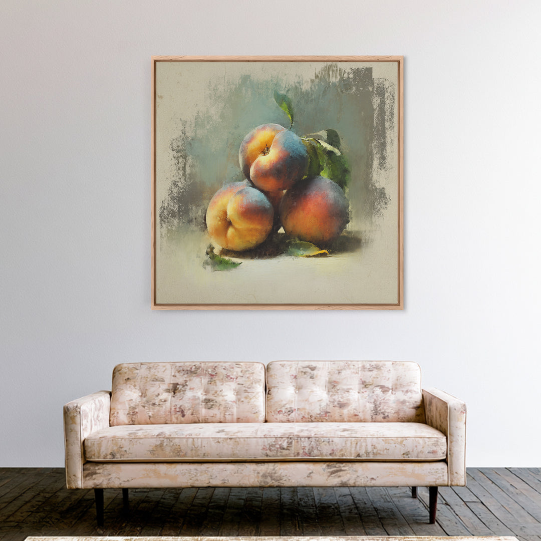 Still Life of Peaches Framed Canvas Print, Impressionist Art, Flower Print, Living Room Decor, Fine Art, Impression, IMP-1x1-71