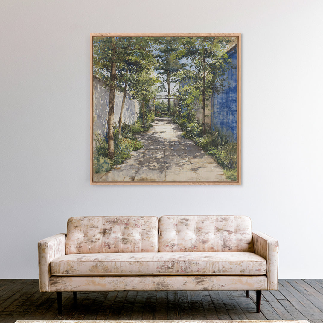Garden Path Covered Framed Canvas Print, Impressionist Art, Fine Art Print, Living Room Decor, Watercolor Art, Impression, IMP-1x1-74