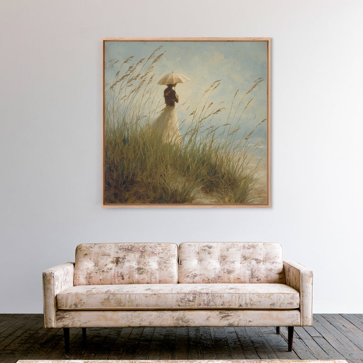 Woman with Parasol in Breezy Meadow Canvas Print, Impressionist Art, Statement Artwork, Living Room Decor, Fine Art, Impression, IMP-1x1-75