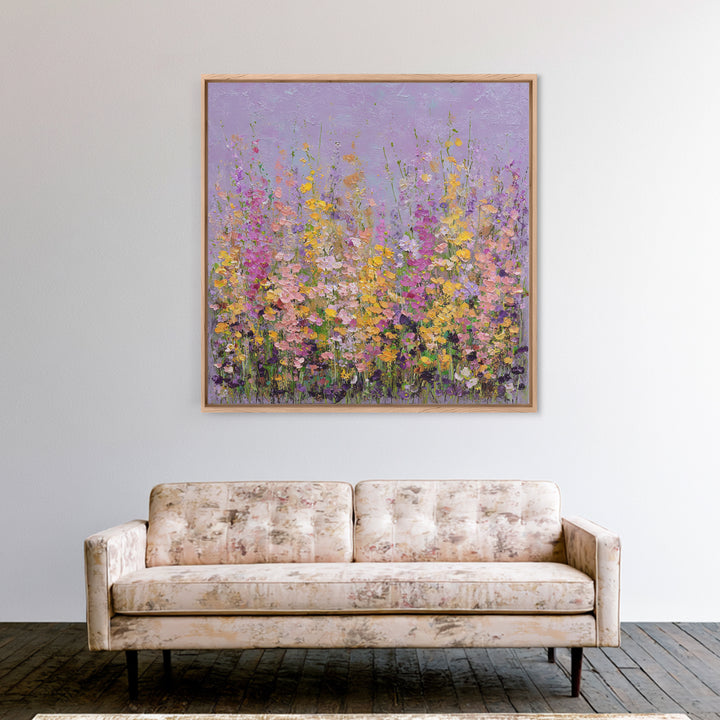Wildflower Field in Loose Pastel Strokes Canvas Print, Impressionist Art, Fine Art Print, Living Room Decor, Impression, IMP-1x1-80