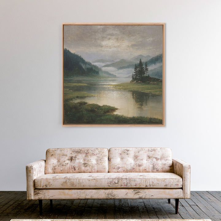 Mountain Lake with Sparkling Reflections Canvas Print, Impressionist Art, Original Painting, Living Room Decor, Impression, IMP-1x1-96
