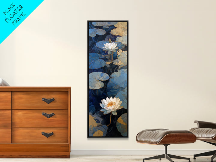 Water Lilies Floating on a Sunlit Pond Canvas Print, Impressionist Art, Minimalist Decor, Living Room Decor, Impression, IMP-1x3-37
